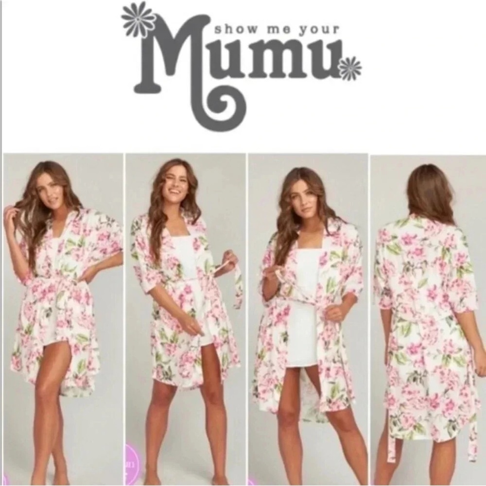 Show Me Your Mumu Robe Floral Garden One Size Pink White & Green Floral